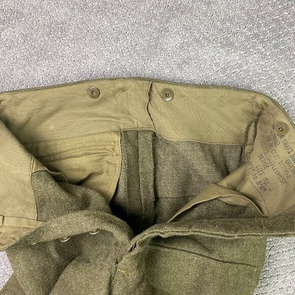 Vintage 50s Canadian Army Wool Field Trousers Pants Men's 31 x 28 Olive Military - Picture 7 of 15